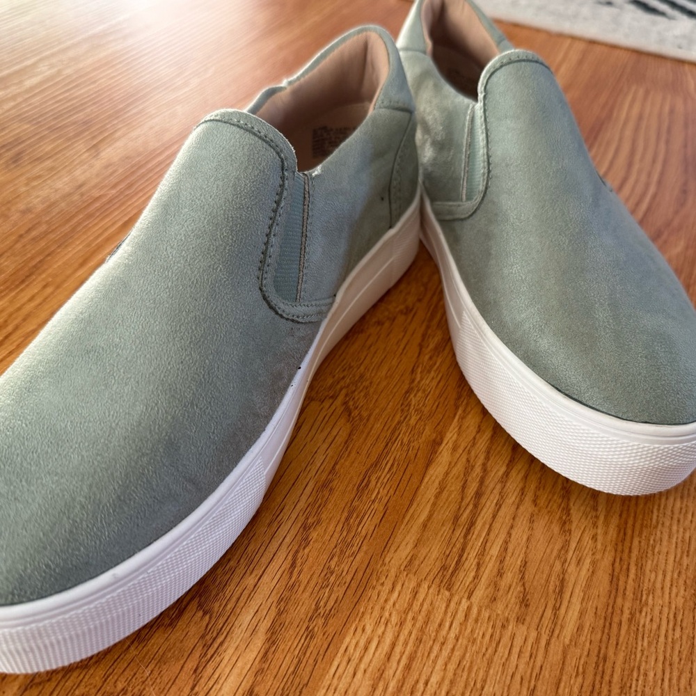 JustFab Women's Slip-On Sneakers in Sage Green